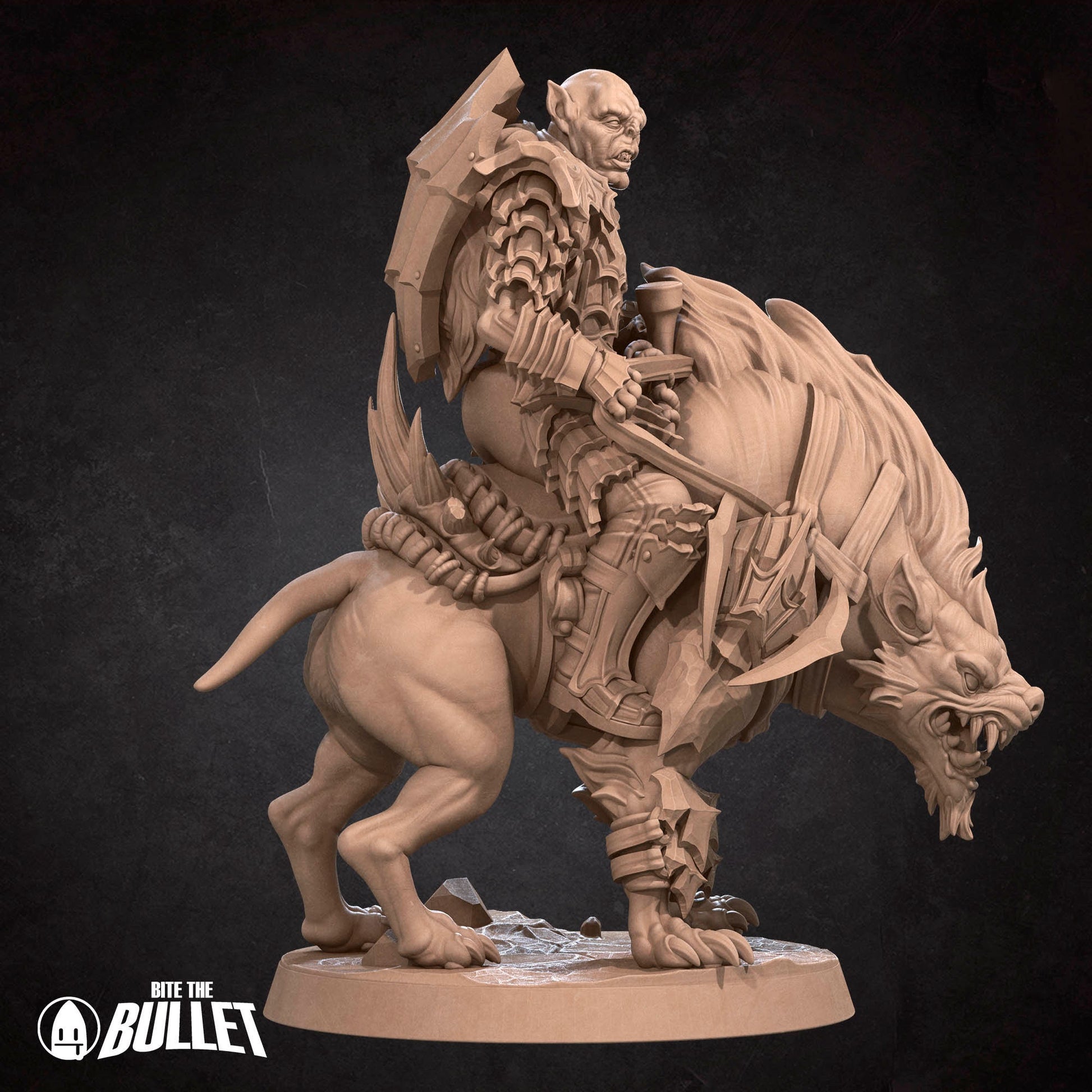 Orc Warg Rider Lieutenant | Bite The Bullet | 35mm Scale | Resin Printed Tabletop RPG Miniature Figures | DND | 5E