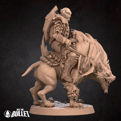 Orc Warg Rider Lieutenant | Bite The Bullet | 35mm Scale | Resin Printed Tabletop RPG Miniature Figures | DND | 5E