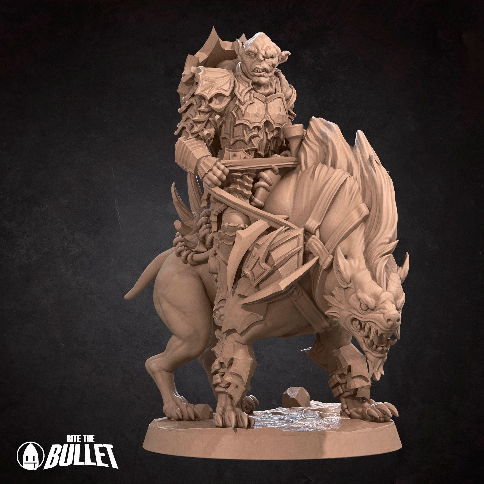 Orc Warg Rider Lieutenant | Bite The Bullet | 35mm Scale | Resin Printed Tabletop RPG Miniature Figures | DND | 5E