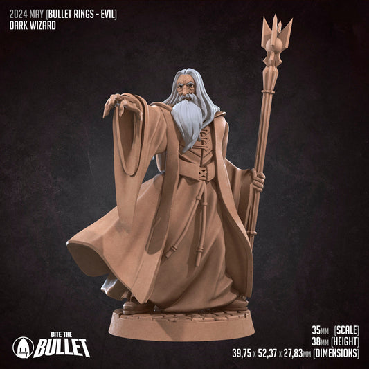 Dark Wizard | Bite The Bullet | 35mm Scale | Resin Printed Tabletop RPG Miniature Figures | DND | 5E
