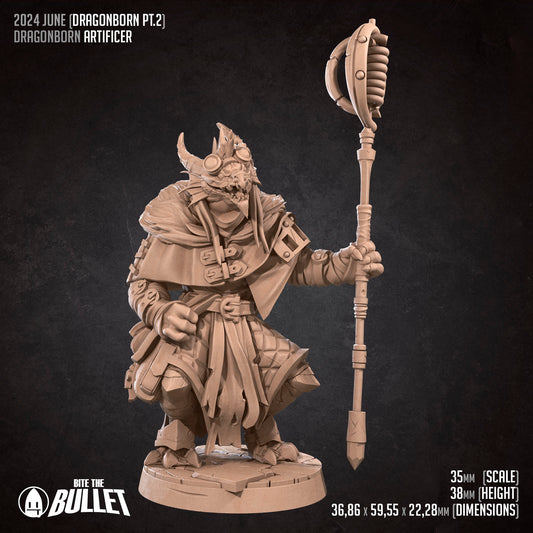 Dragonborn Artificer | Bite The Bullet | 35mm Scale | Resin Printed Tabletop RPG Miniature Figures | DND | 5E