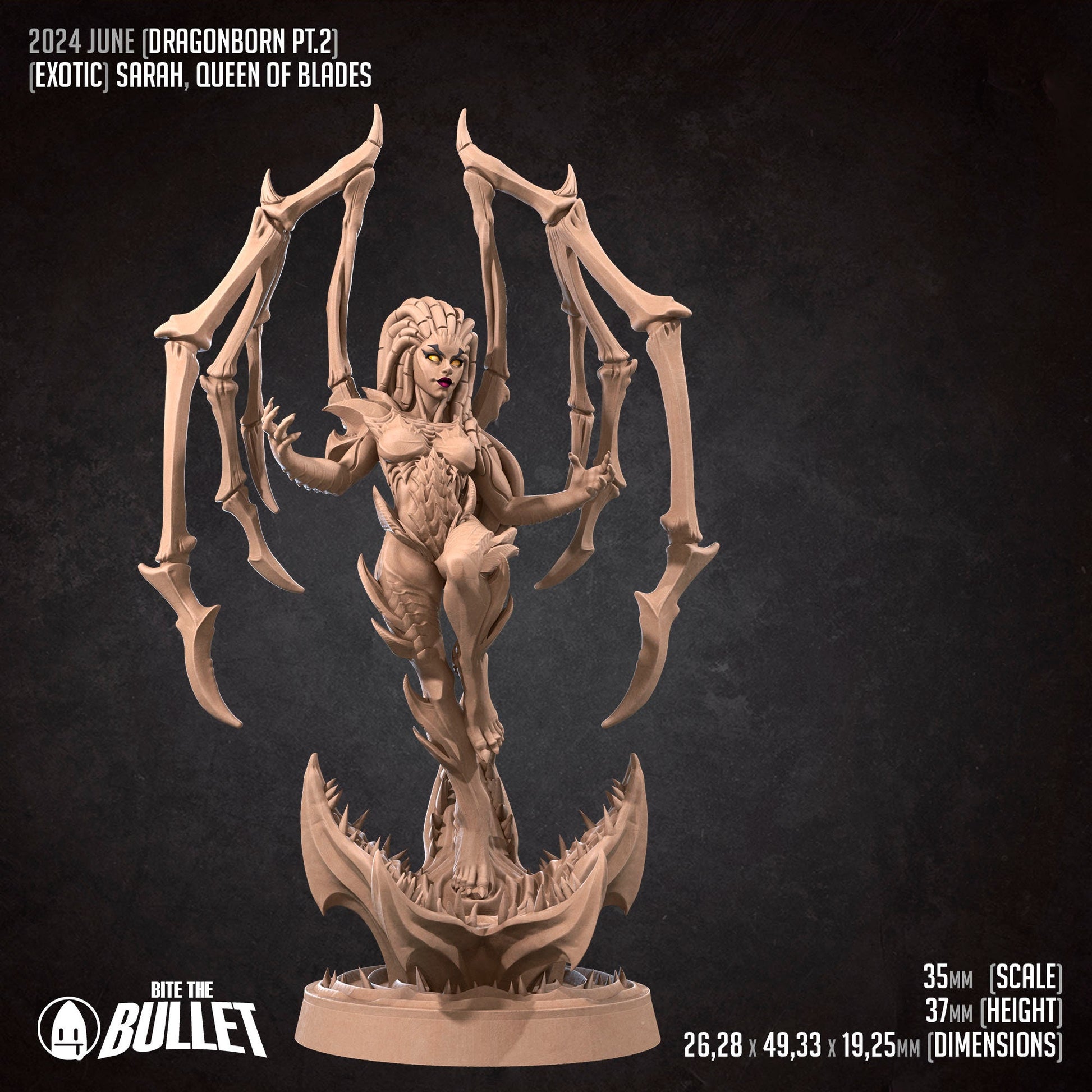Sarah Queen Of Blades | NSFW Option | Bite The Bullet | 35mm Scale | Resin Printed Tabletop RPG Miniature Figures | DND | 5E