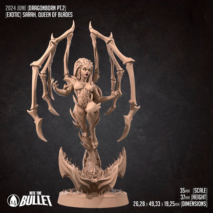 Sarah Queen Of Blades | NSFW Option | Bite The Bullet | 35mm Scale | Resin Printed Tabletop RPG Miniature Figures | DND | 5E