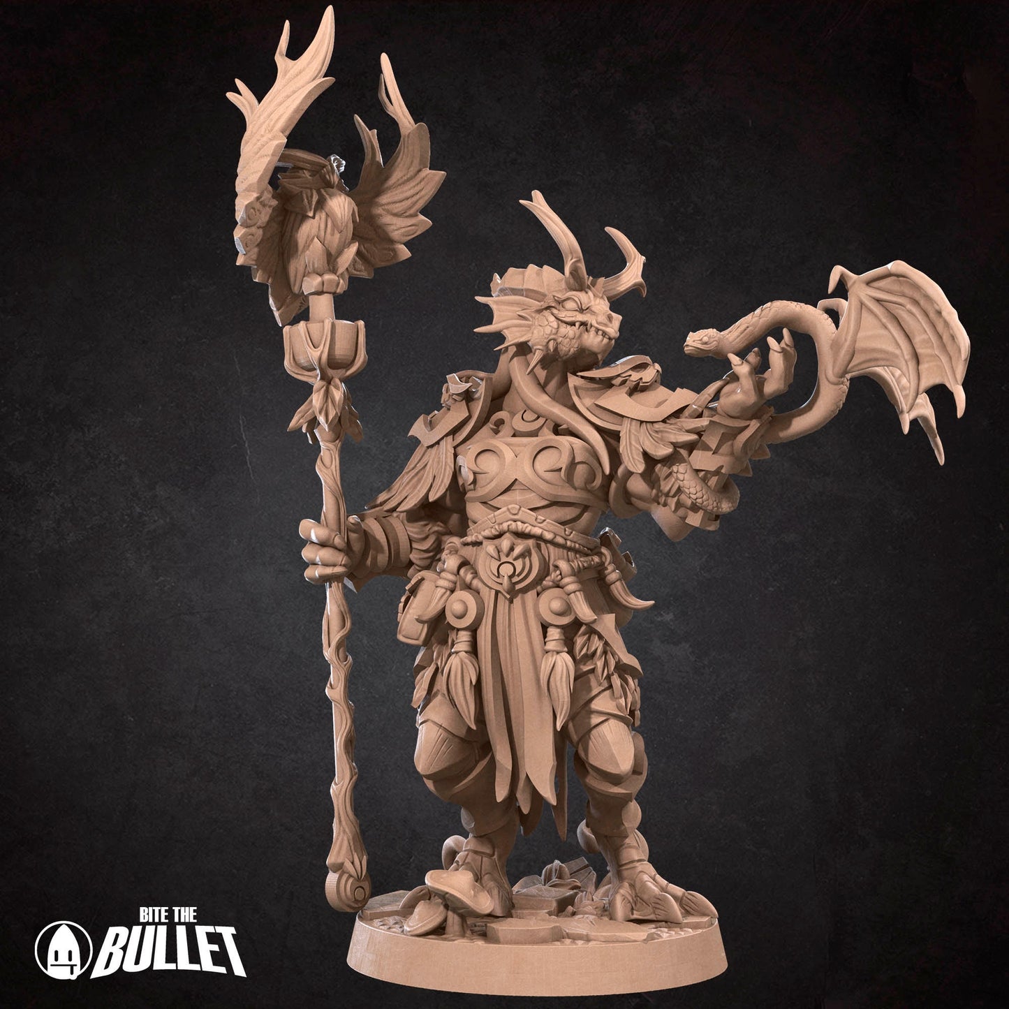 Dragonborn Druid | Bite The Bullet | 35mm Scale | Resin Printed Tabletop RPG Miniature Figures | DND | 5E