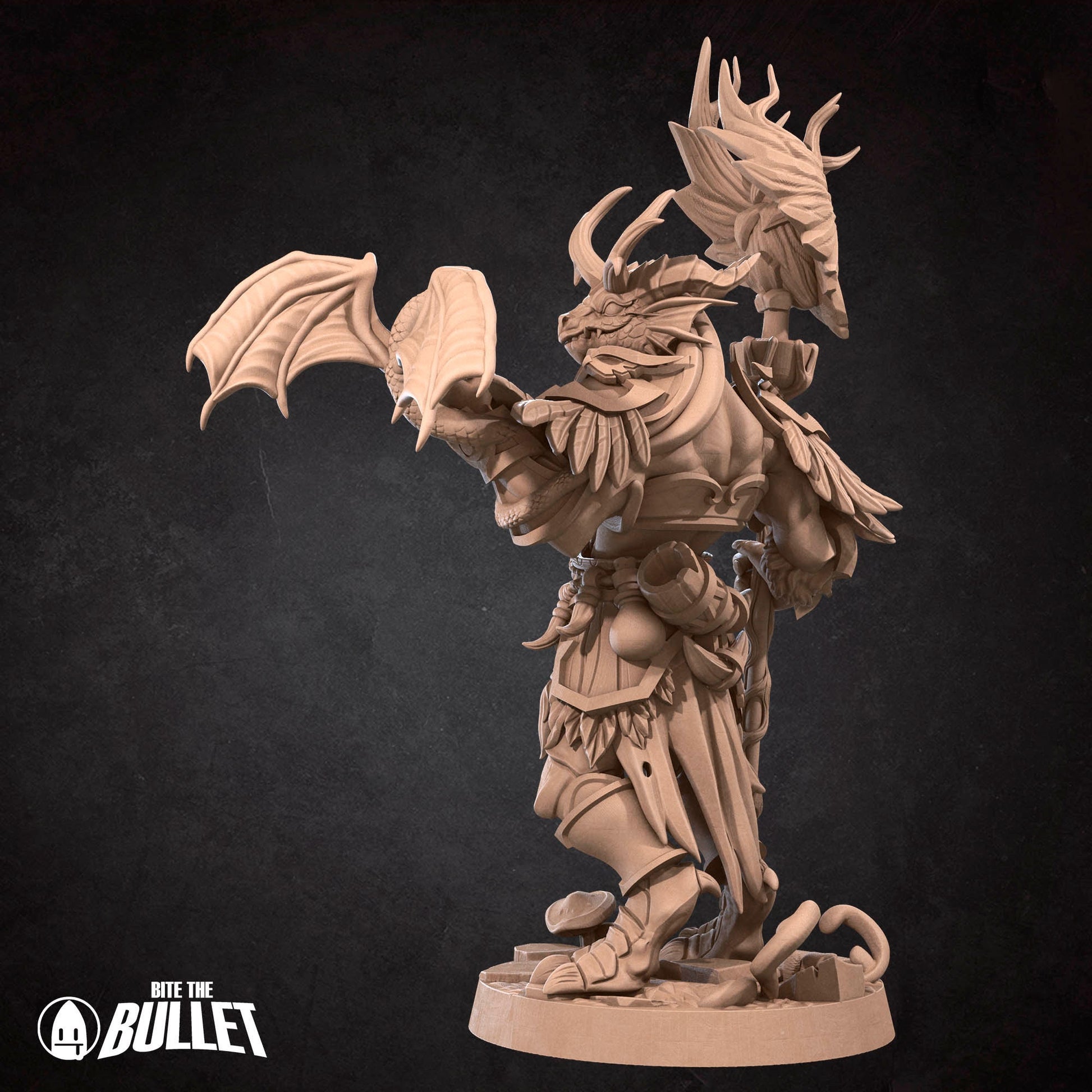 Dragonborn Druid | Bite The Bullet | 35mm Scale | Resin Printed Tabletop RPG Miniature Figures | DND | 5E