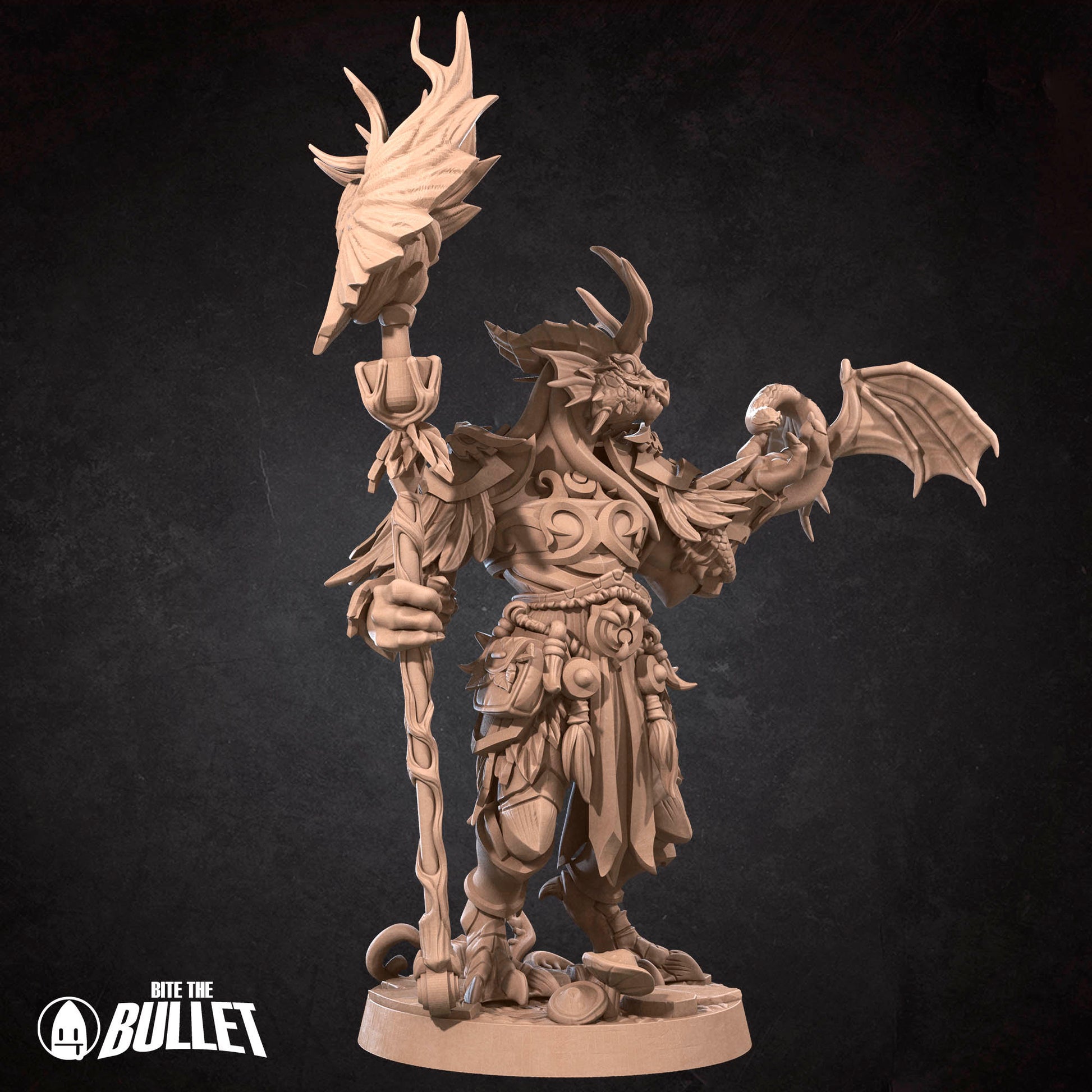 Dragonborn Druid | Bite The Bullet | 35mm Scale | Resin Printed Tabletop RPG Miniature Figures | DND | 5E