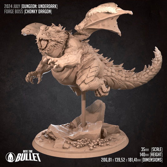 Forge The Chonky Dragon | Bite The Bullet | 35mm Scale | Resin Printed Tabletop RPG Miniature Figures | DND | 5E