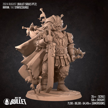 Rayan The Starscourge | Bite The Bullet | 35mm Scale | Resin Printed Tabletop RPG Miniature Figures | DND | 5E