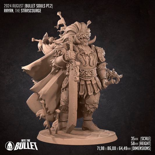 Rayan The Starscourge | Bite The Bullet | 35mm Scale | Resin Printed Tabletop RPG Miniature Figures | DND | 5E
