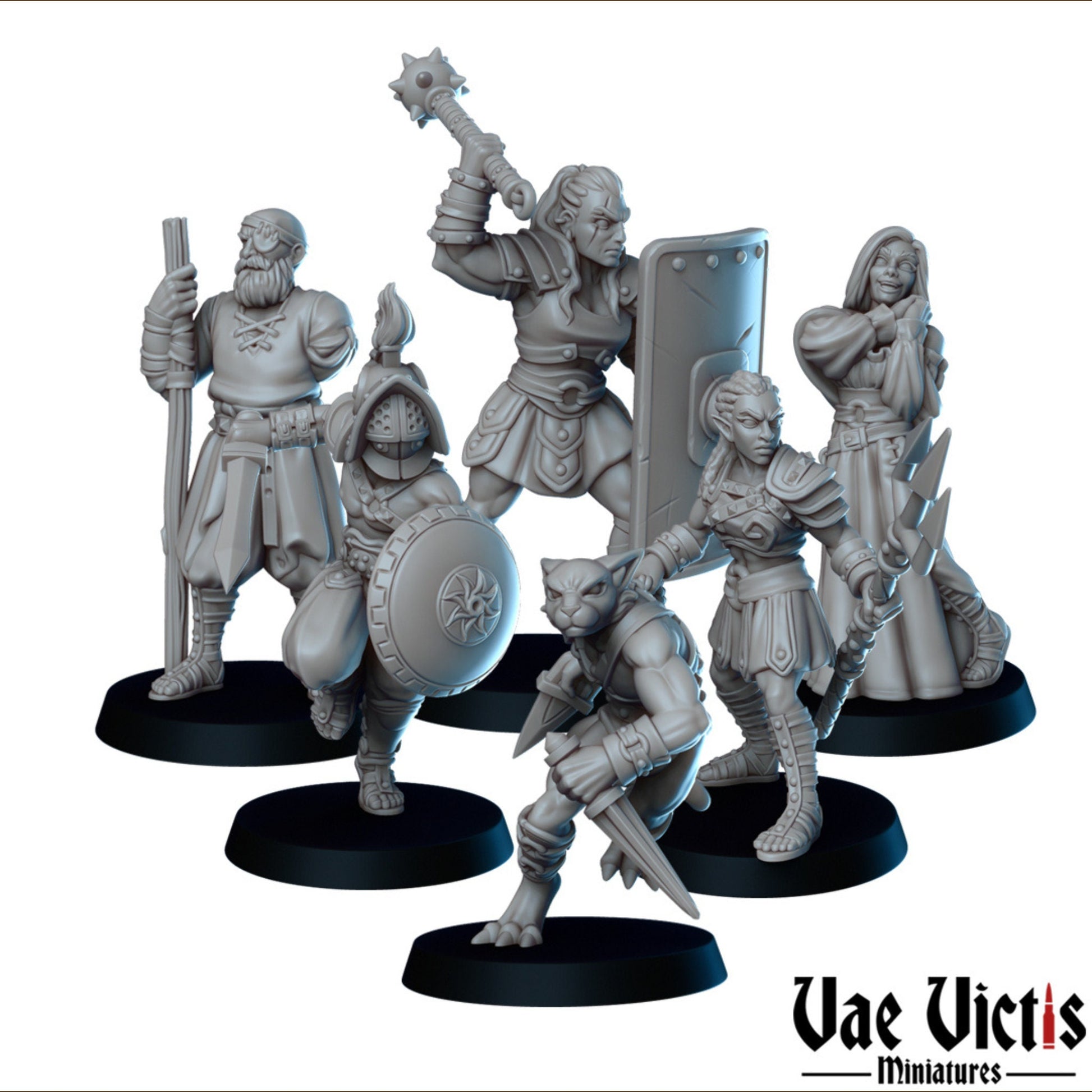 Gladiator Set | Vae Victis Miniatures | 32mm Scale Resin Printed Tabletop RPG Figures for Tabletop Roleplaying or Wargaming