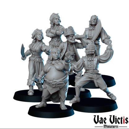 Pirates Set Vol 2 | Vae Victis Miniatures | 32mm Scale Resin Printed Tabletop RPG Figures for Tabletop Roleplaying or Wargaming