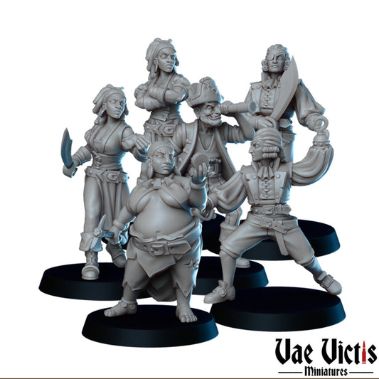 Pirates Set Vol 2 | Vae Victis Miniatures | 32mm Scale Resin Printed Tabletop RPG Figures for Tabletop Roleplaying or Wargaming