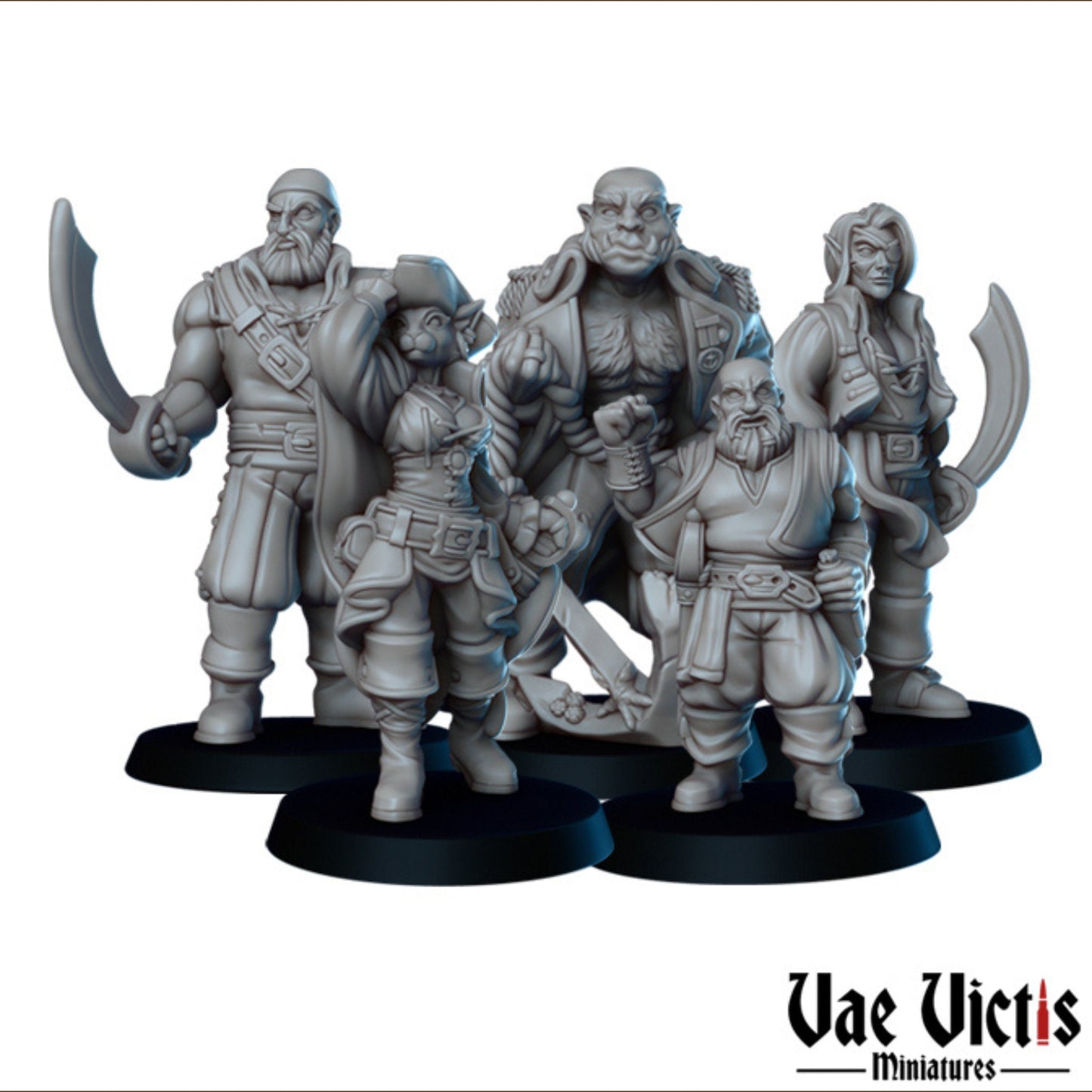 Pirates Set Vol 1 | Vae Victis Miniatures | 32mm Scale Resin Printed Tabletop RPG Figures for Tabletop Roleplaying or Wargaming