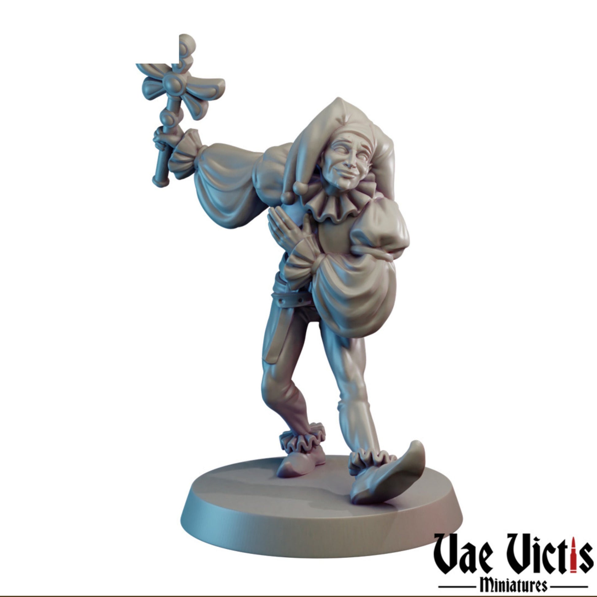 Carnival Jester | Vae Victis Miniatures | 32mm Scale Resin Printed Tabletop RPG Figures for Tabletop Roleplaying or Wargaming