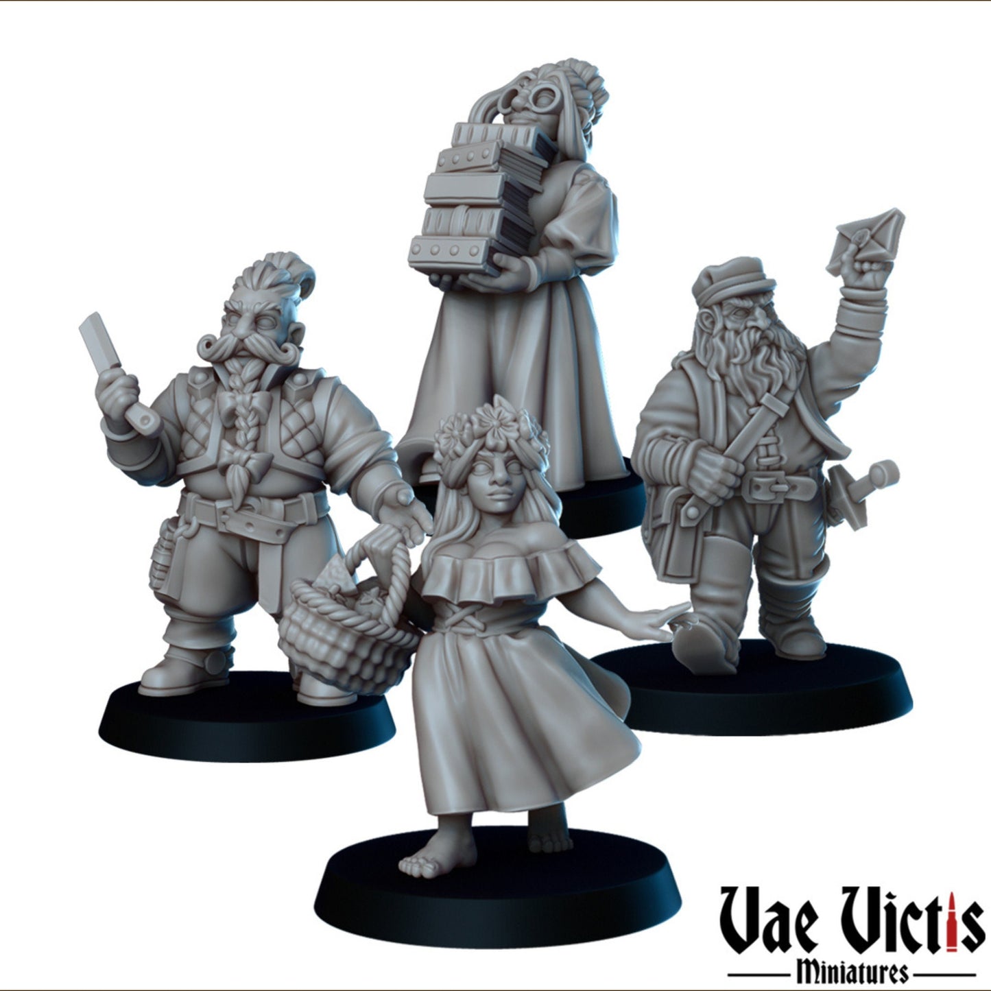 Citizen Dwarves Set | Vae Victis Miniatures | 32mm Scale Resin Printed Tabletop RPG Figures for Tabletop Roleplaying or Wargaming