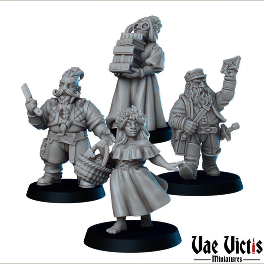 Citizen Dwarves Set | Vae Victis Miniatures | 32mm Scale Resin Printed Tabletop RPG Figures for Tabletop Roleplaying or Wargaming