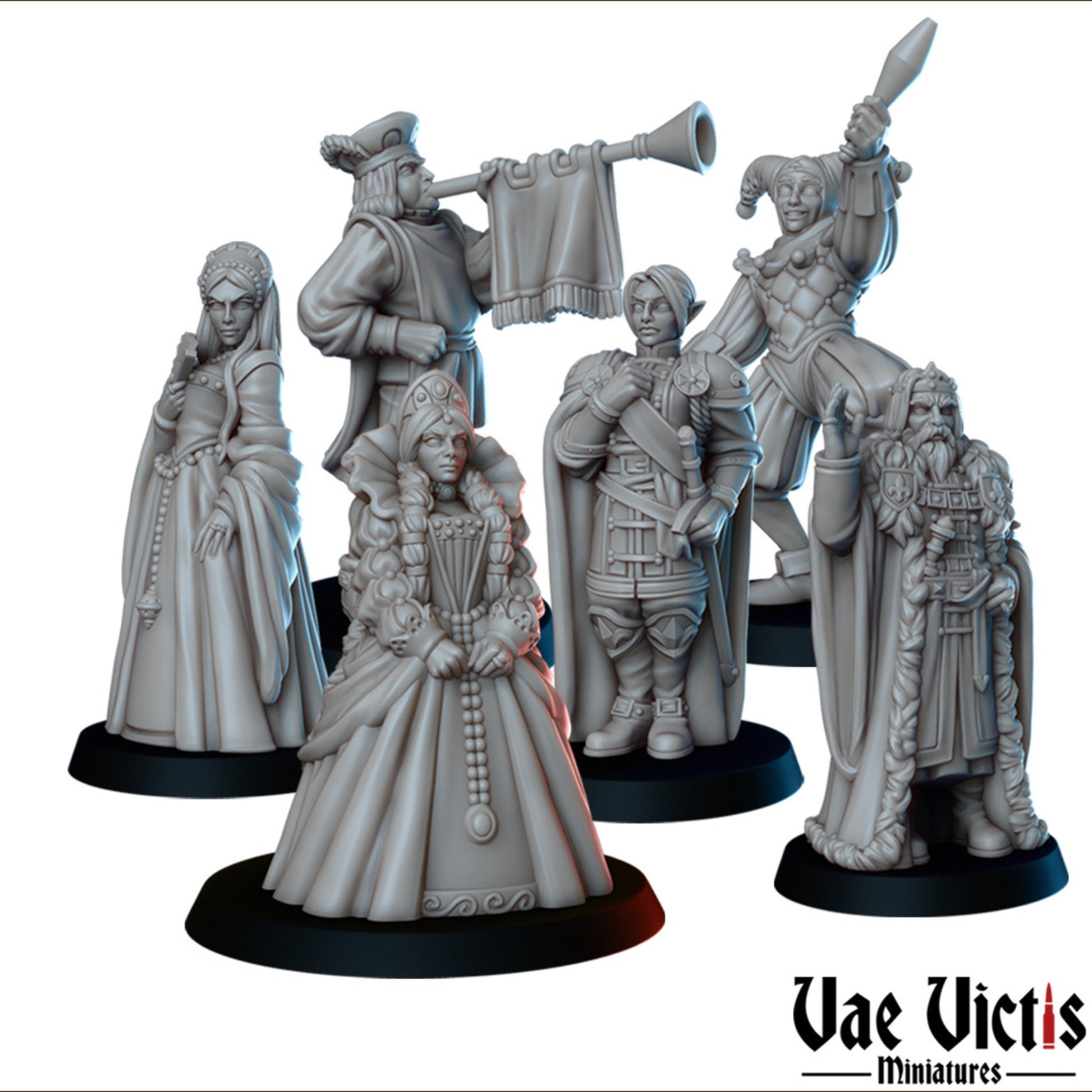 King's Court Set | Vae Victis Miniatures | 32mm Scale Resin Printed Tabletop RPG Figures for Tabletop Roleplaying or Wargaming