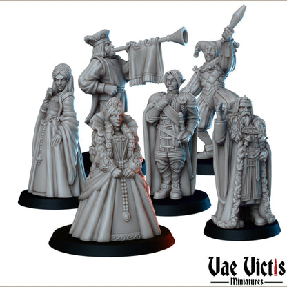 King's Court Set | Vae Victis Miniatures | 32mm Scale Resin Printed Tabletop RPG Figures for Tabletop Roleplaying or Wargaming
