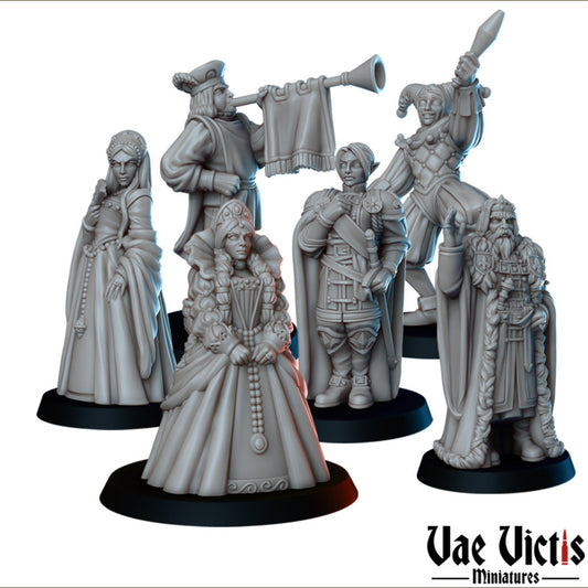 King's Court Set | Vae Victis Miniatures | 32mm Scale Resin Printed Tabletop RPG Figures for Tabletop Roleplaying or Wargaming