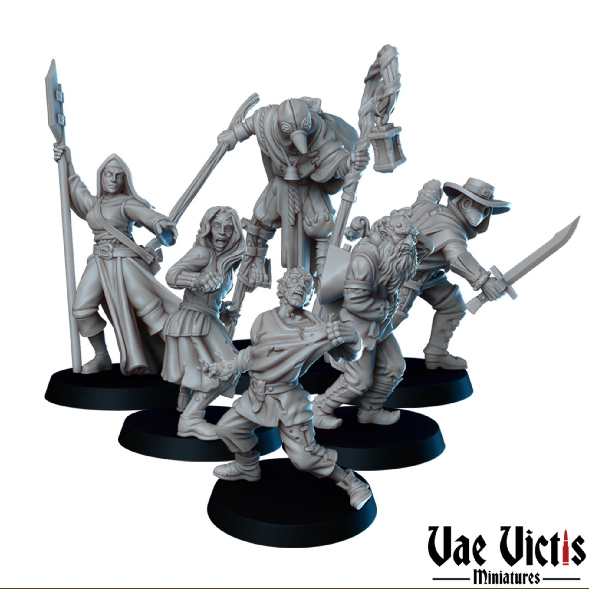 The Plague Set | Vae Victis Miniatures | 32mm Scale Resin Printed Tabletop RPG Figures for Tabletop Roleplaying or Wargaming