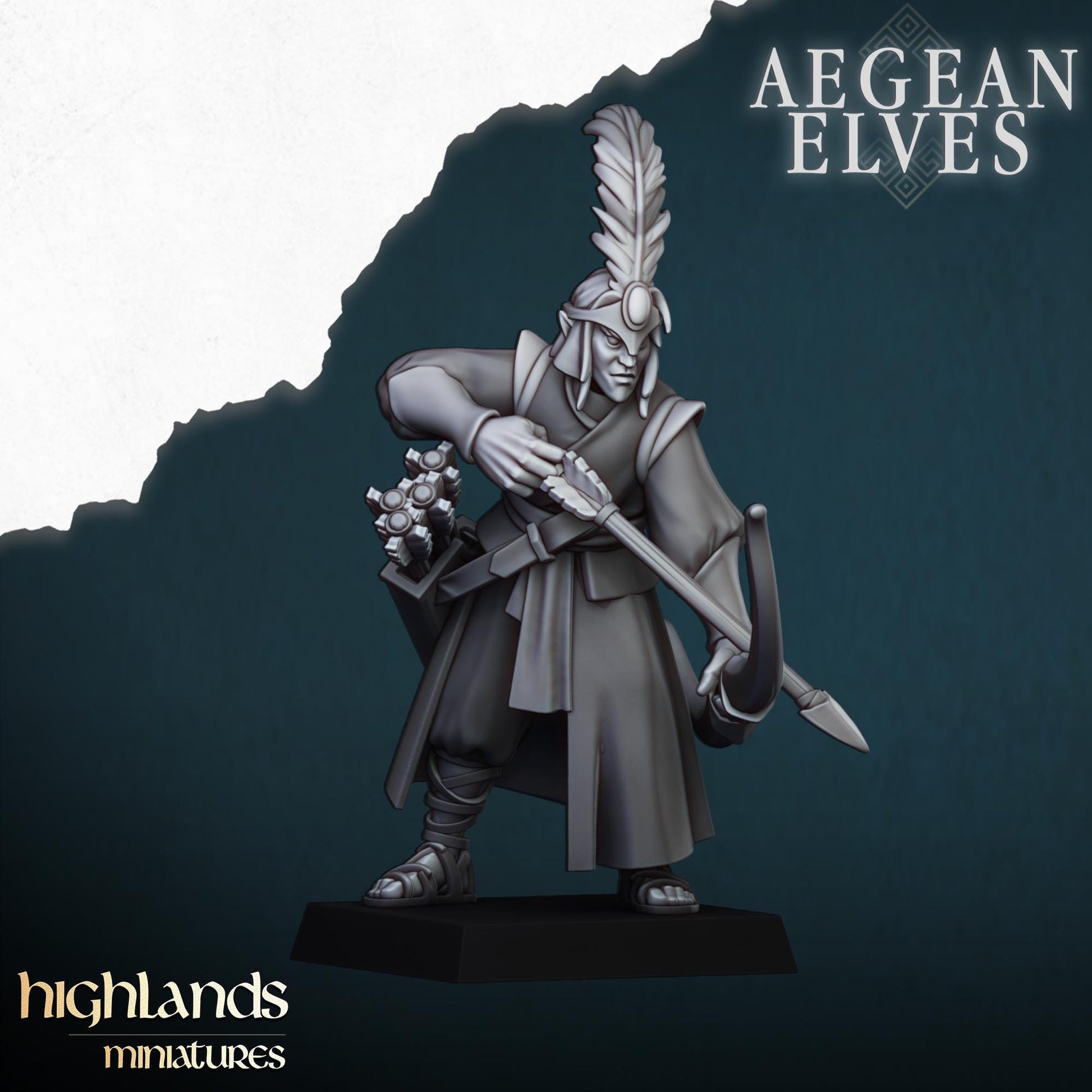 Aegean Elf Archers | Aegean Elves | Highland Miniatures | 32mm Scale Resin Tabletop RPG Figures for Tabletop Roleplaying and Wargaming