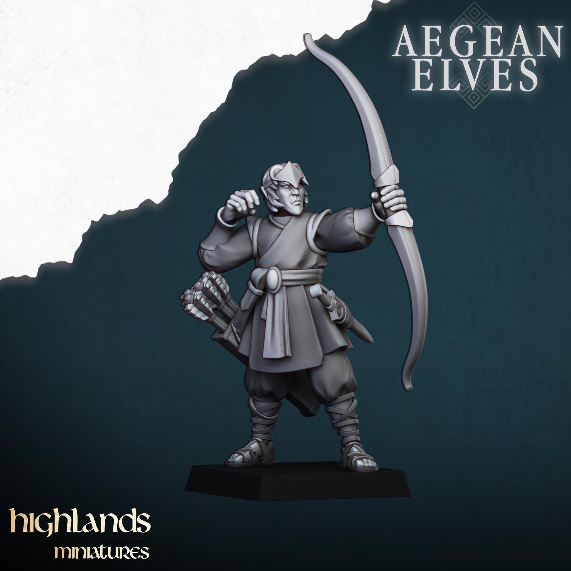 Aegean Elf Archers | Aegean Elves | Highland Miniatures | 32mm Scale Resin Tabletop RPG Figures for Tabletop Roleplaying and Wargaming