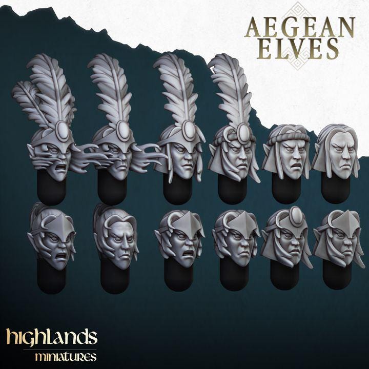 Aegean Elf Archers | Aegean Elves | Highland Miniatures | 32mm Scale Resin Tabletop RPG Figures for Tabletop Roleplaying and Wargaming