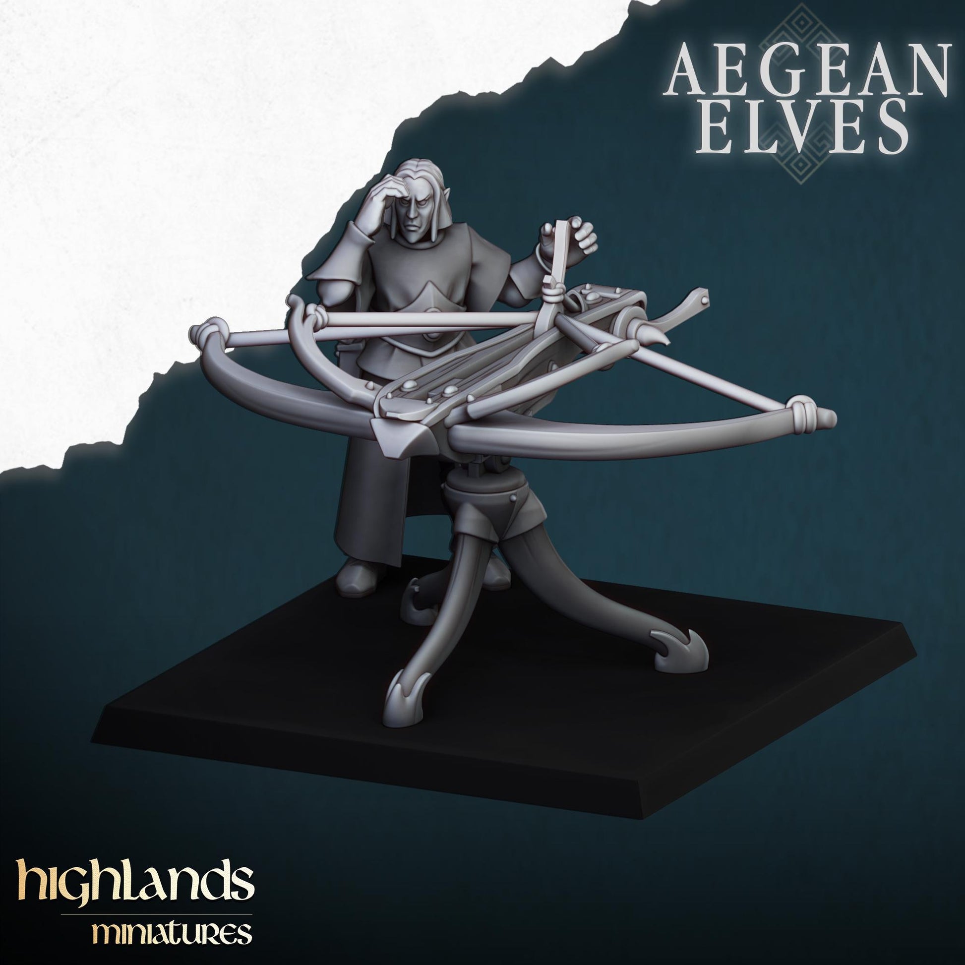 Aegean Elf Ballista | Aegean Elves | Highland Miniatures | 32mm Scale Resin Tabletop RPG Figures for Tabletop Roleplaying and Wargaming