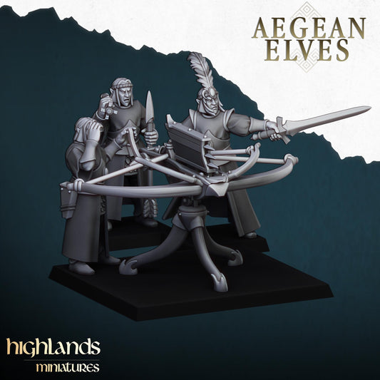 Aegean Elf Ballista | Aegean Elves | Highland Miniatures | 32mm Scale Resin Tabletop RPG Figures for Tabletop Roleplaying and Wargaming