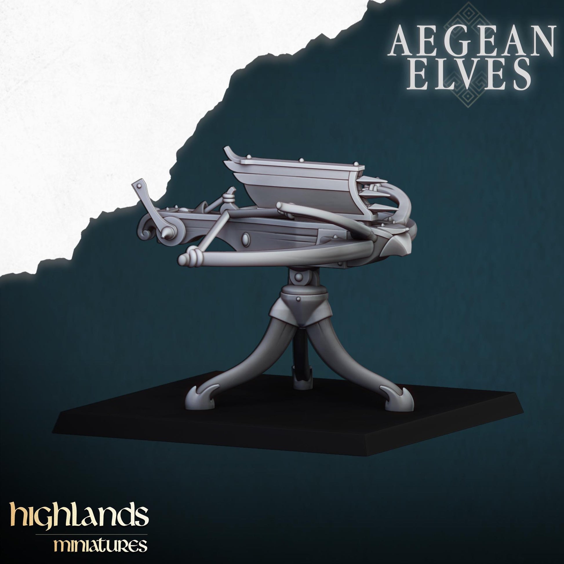 Aegean Elf Ballista | Aegean Elves | Highland Miniatures | 32mm Scale Resin Tabletop RPG Figures for Tabletop Roleplaying and Wargaming