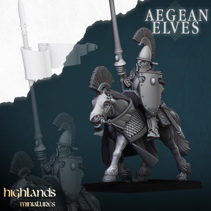 Aegean Elf Mounted Lances | Aegean Elves | Highland Miniatures | 32mm Scale Resin Tabletop RPG Figures for Roleplaying and Wargaming