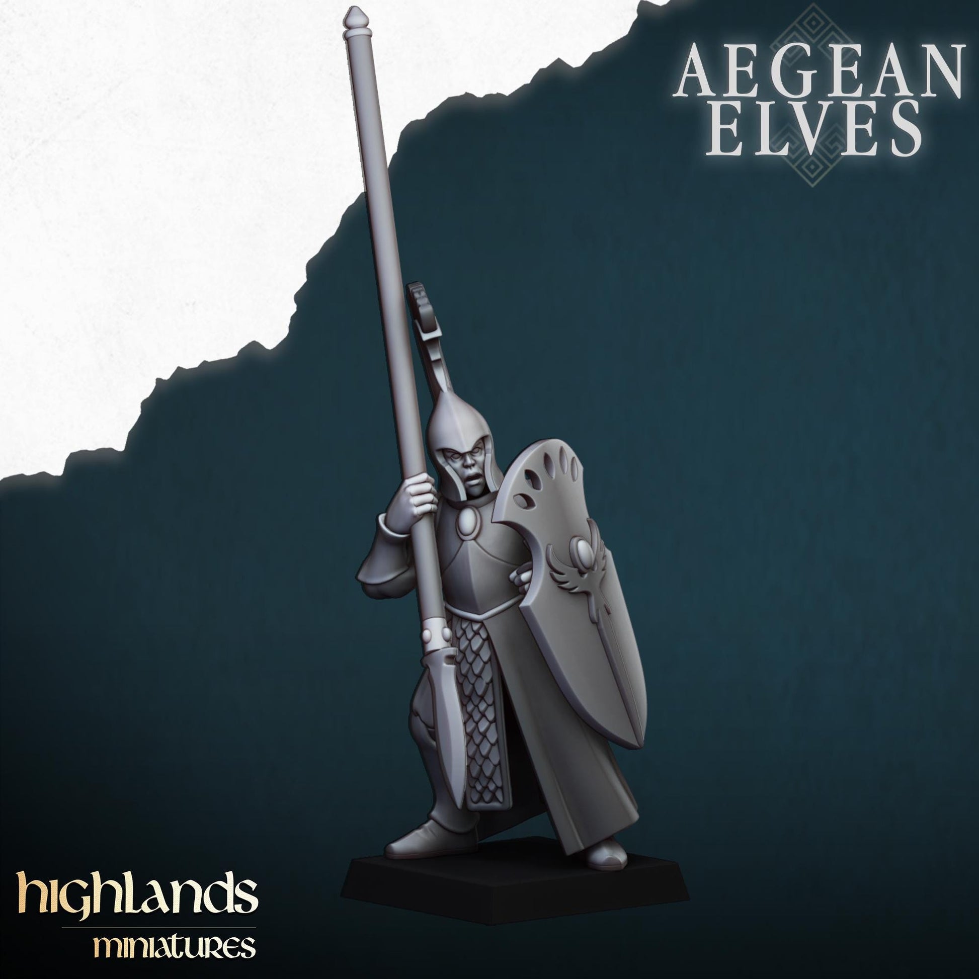 Aegean Elf Spearmen | Aegean Elves | Highland Miniatures | 32mm Scale Resin Tabletop RPG Figures for Tabletop Roleplaying and Wargaming