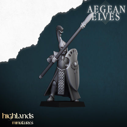 Aegean Elf Spearmen | Aegean Elves | Highland Miniatures | 32mm Scale Resin Tabletop RPG Figures for Tabletop Roleplaying and Wargaming
