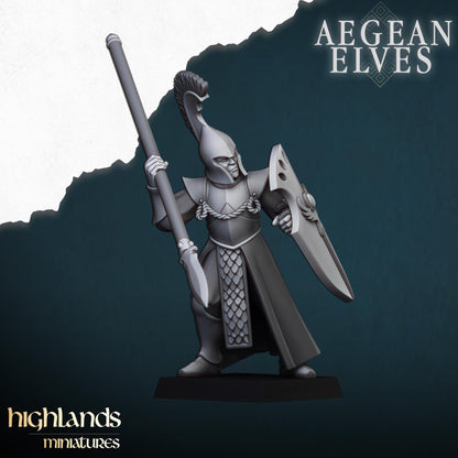 Aegean Elf Spearmen | Aegean Elves | Highland Miniatures | 32mm Scale Resin Tabletop RPG Figures for Tabletop Roleplaying and Wargaming