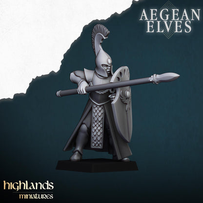 Aegean Elf Spearmen | Aegean Elves | Highland Miniatures | 32mm Scale Resin Tabletop RPG Figures for Tabletop Roleplaying and Wargaming