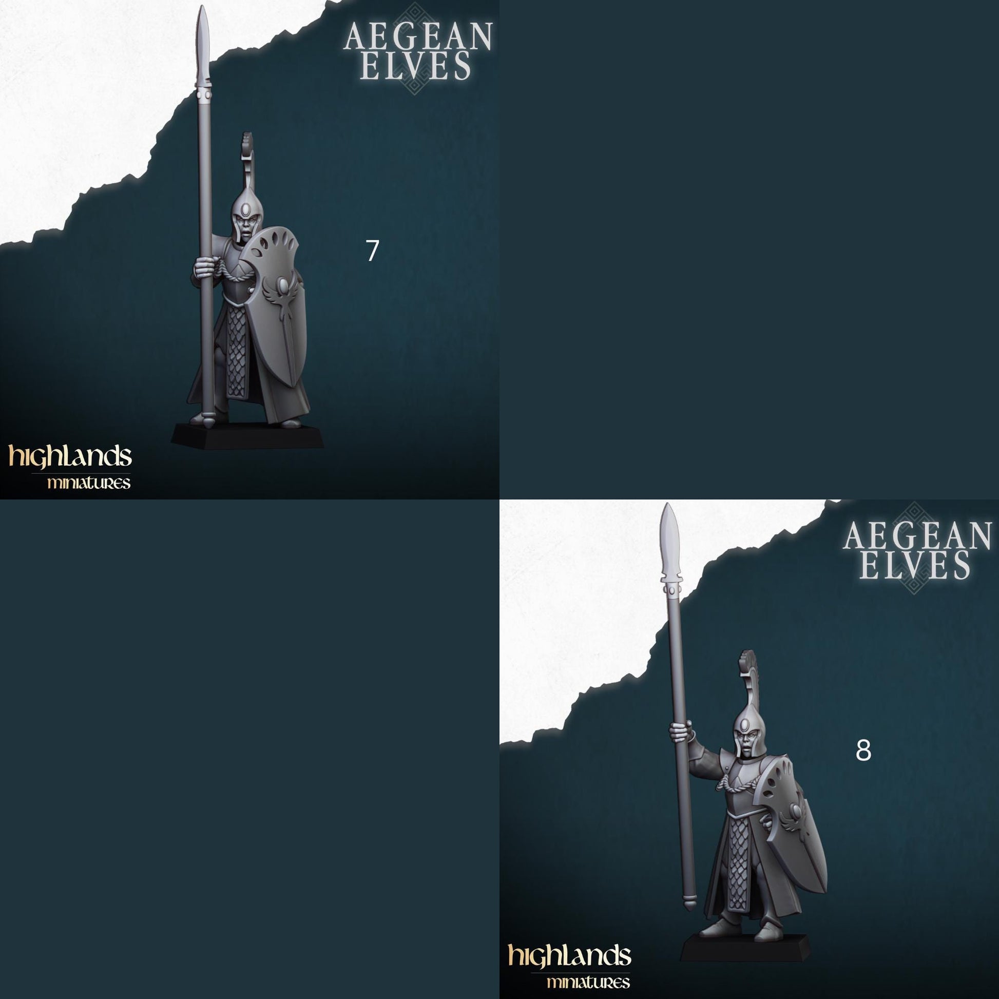 Aegean Elf Spearmen | Aegean Elves | Highland Miniatures | 32mm Scale Resin Tabletop RPG Figures for Tabletop Roleplaying and Wargaming
