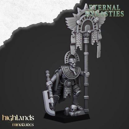 Eternal Pharaoh Bannerman | Eternal Dynasties | Highland Miniatures | 32mm Scale Resin Tabletop RPG Figures for Roleplaying and Wargaming
