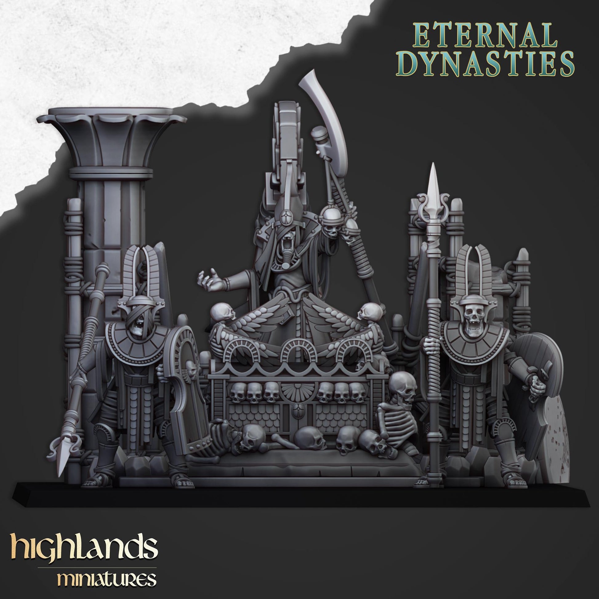 Pharaoh Funeral Ship | Eternal Dynasties | Highland Miniatures | 32mm Scale Resin Tabletop RPG Figures for Roleplaying and Wargaming
