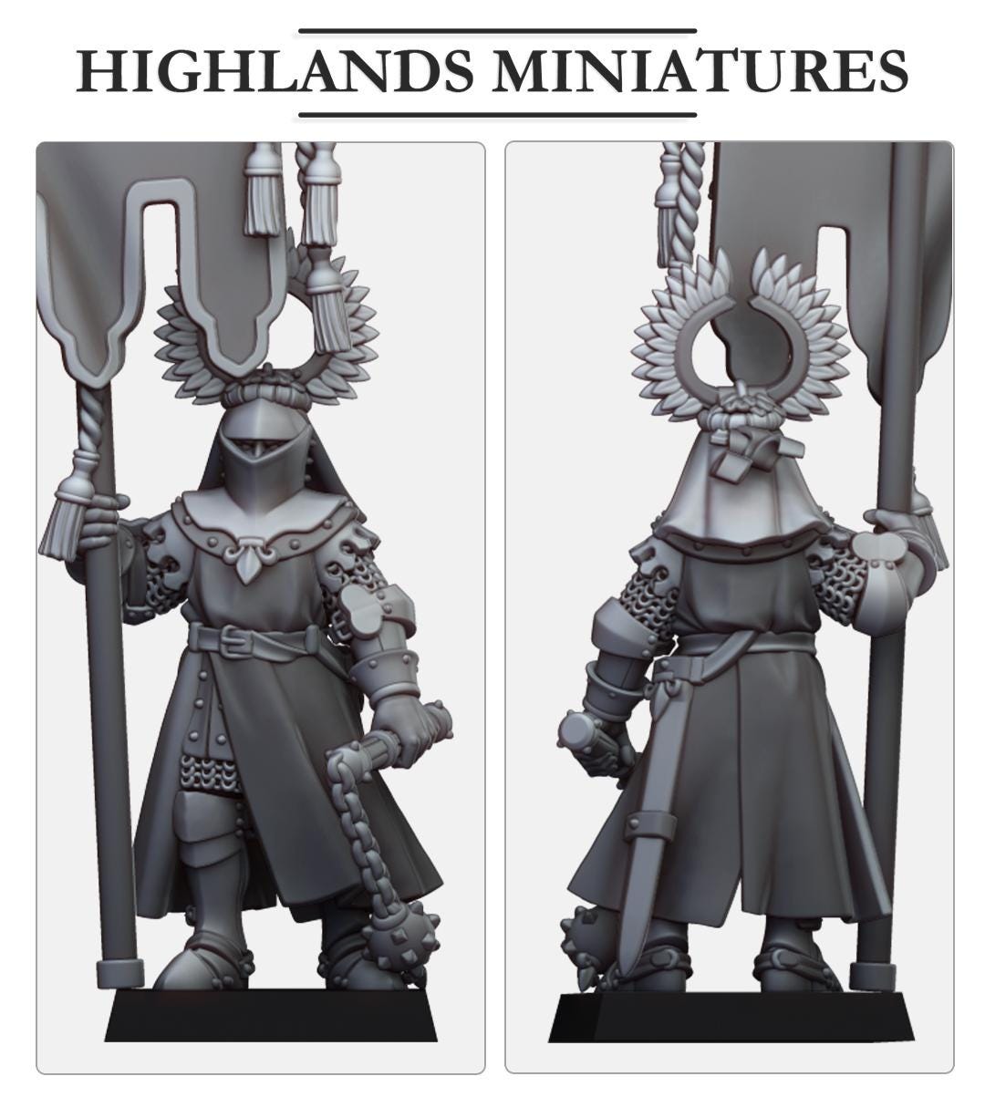 Gallia Battle Standard Bearer | Gallia | Highland Miniatures | 32mm Scale Resin Tabletop RPG Figures for Roleplaying and Wargaming