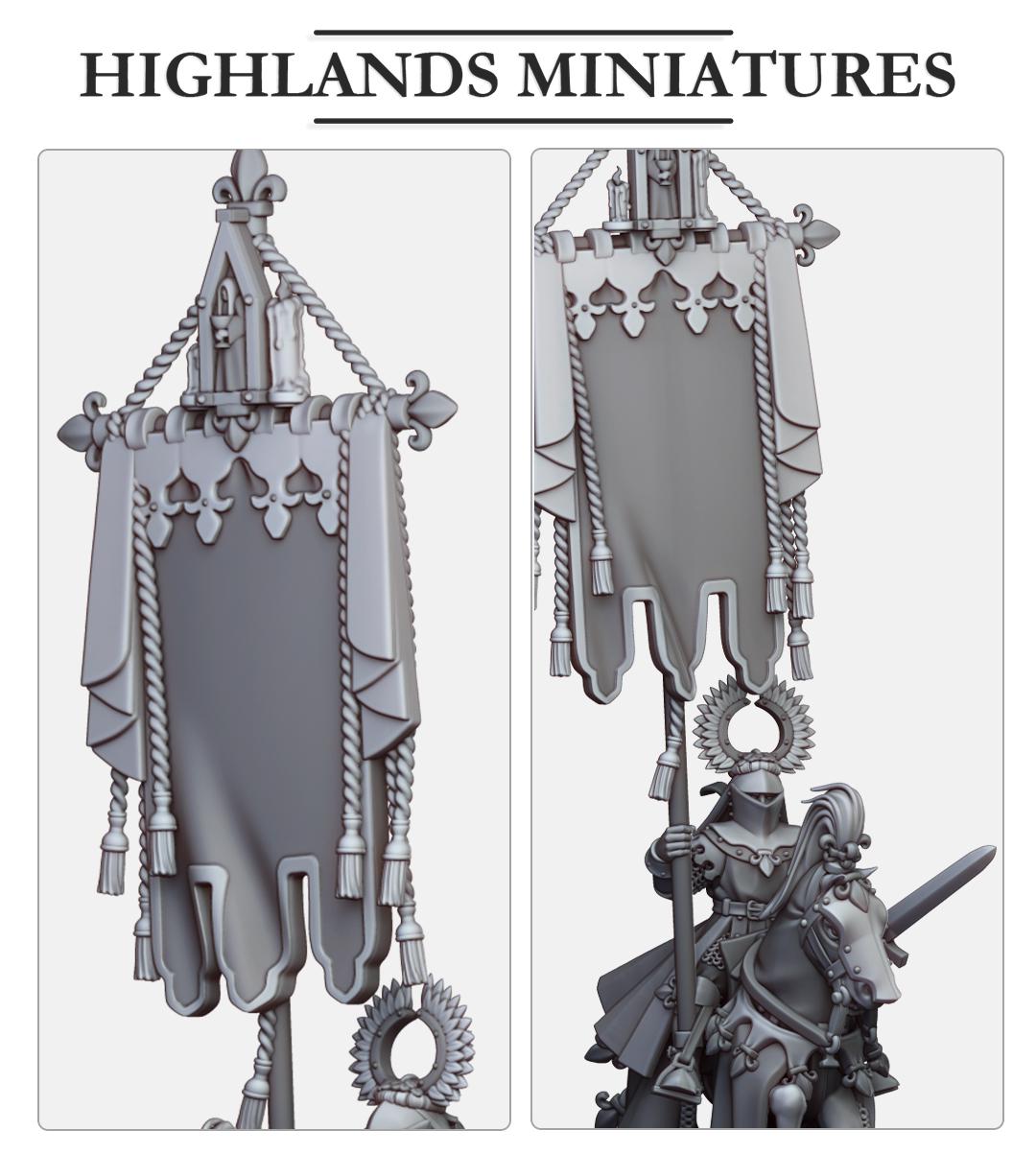 Gallia Battle Standard Bearer | Gallia | Highland Miniatures | 32mm Scale Resin Tabletop RPG Figures for Roleplaying and Wargaming