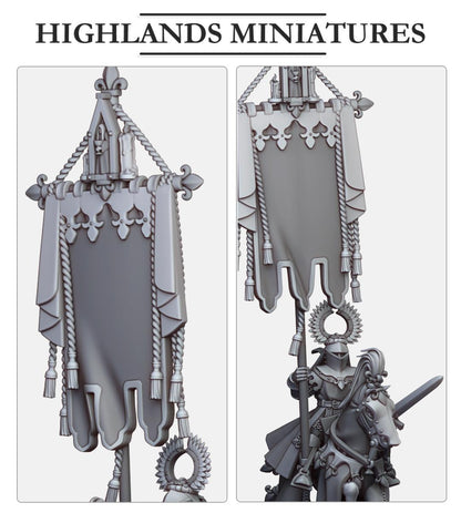 Gallia Battle Standard Bearer | Gallia | Highland Miniatures | 32mm Scale Resin Tabletop RPG Figures for Roleplaying and Wargaming