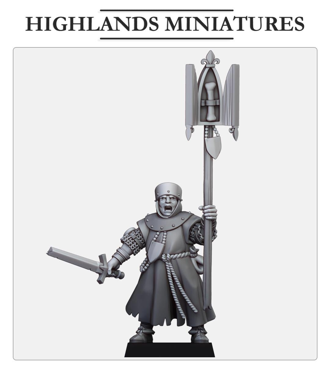 Gallia Cleric with Relic | Gallia | Highland Miniatures | 32mm Scale Resin Tabletop RPG Figures for Roleplaying and Wargaming