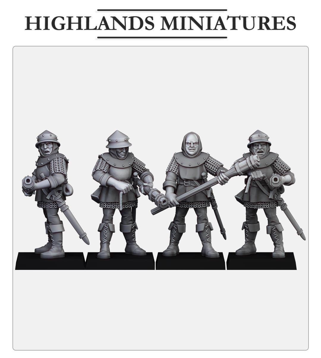 Gallia Shooters Handgunners | Gallia | Highland Miniatures | 32mm Scale Resin Tabletop RPG Figures for Roleplaying and Wargaming