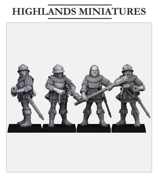 Gallia Shooters Handgunners | Gallia | Highland Miniatures | 32mm Scale Resin Tabletop RPG Figures for Roleplaying and Wargaming