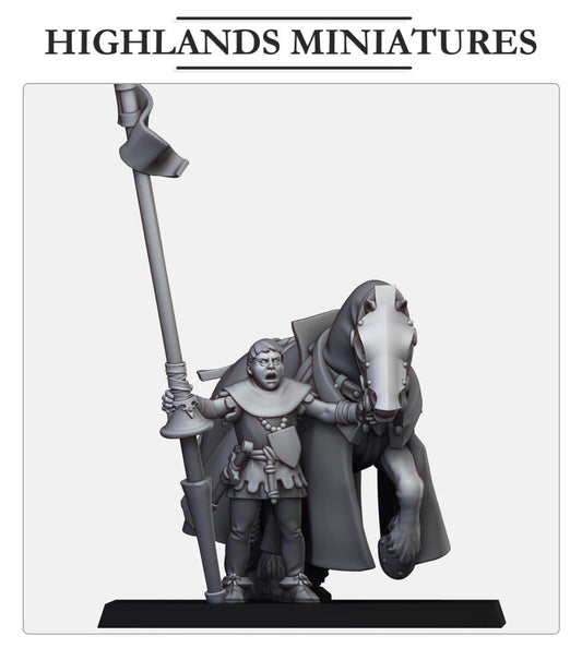 Squire Holding Horse | Gallia | Highland Miniatures | 32mm Scale Resin Tabletop RPG Figures for Roleplaying and Wargaming