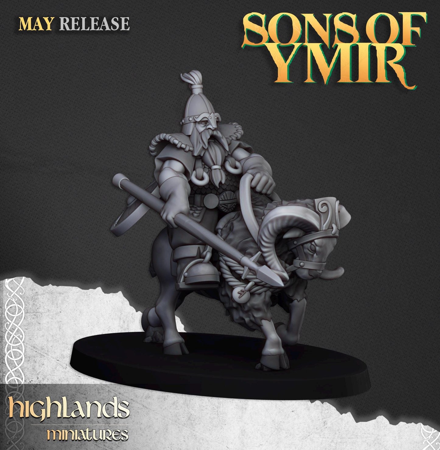 Mounted Dwarfs | Sons of Ymir | Highland Miniatures | 32mm Scale Resin Tabletop RPG Figures for Roleplaying and Wargaming