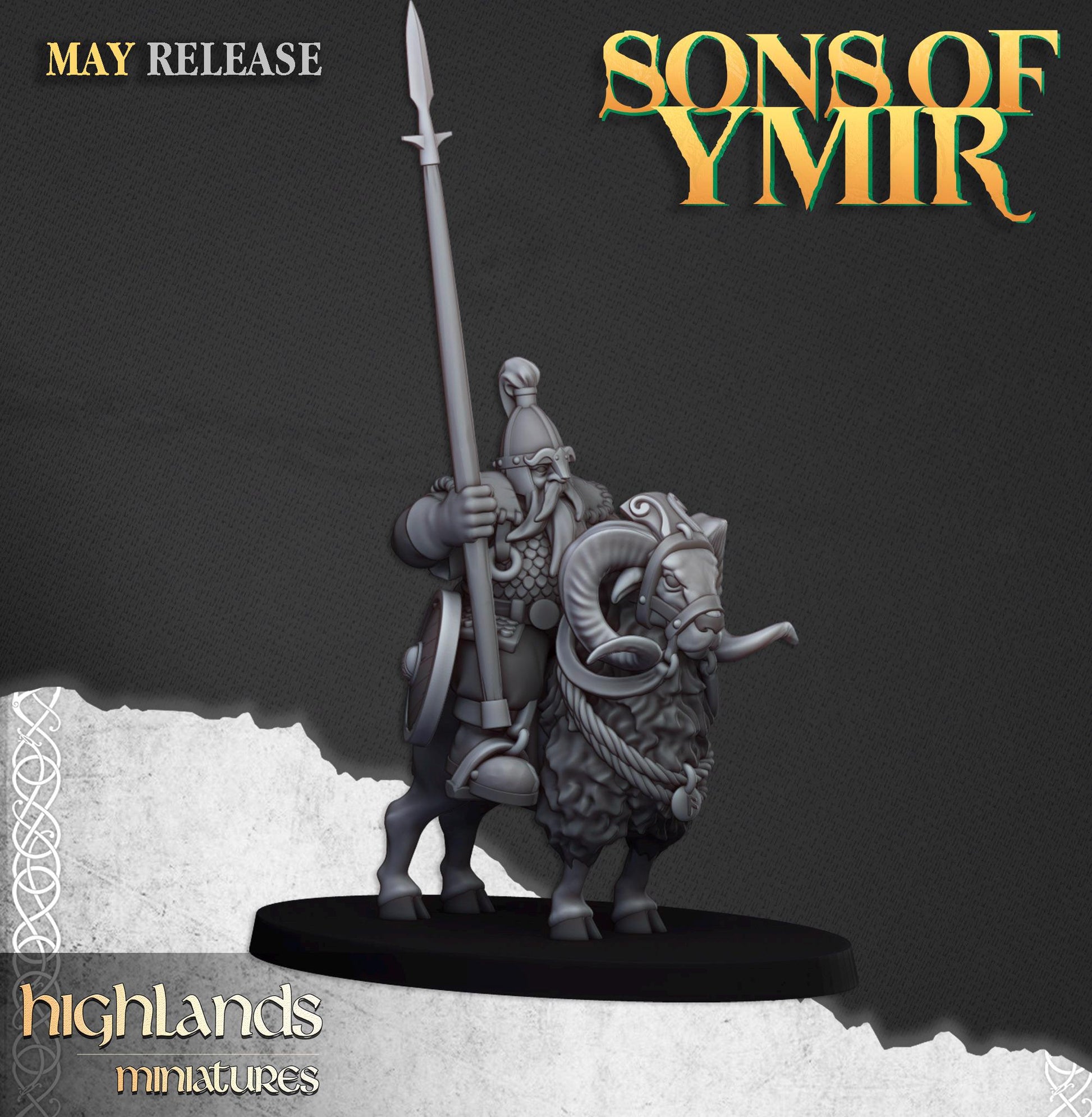Mounted Dwarfs | Sons of Ymir | Highland Miniatures | 32mm Scale Resin Tabletop RPG Figures for Roleplaying and Wargaming