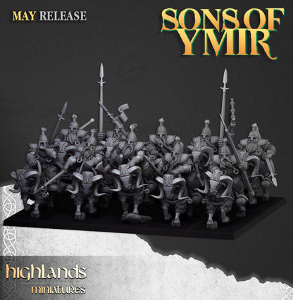 Mounted Dwarfs | Sons of Ymir | Highland Miniatures | 32mm Scale Resin Tabletop RPG Figures for Roleplaying and Wargaming