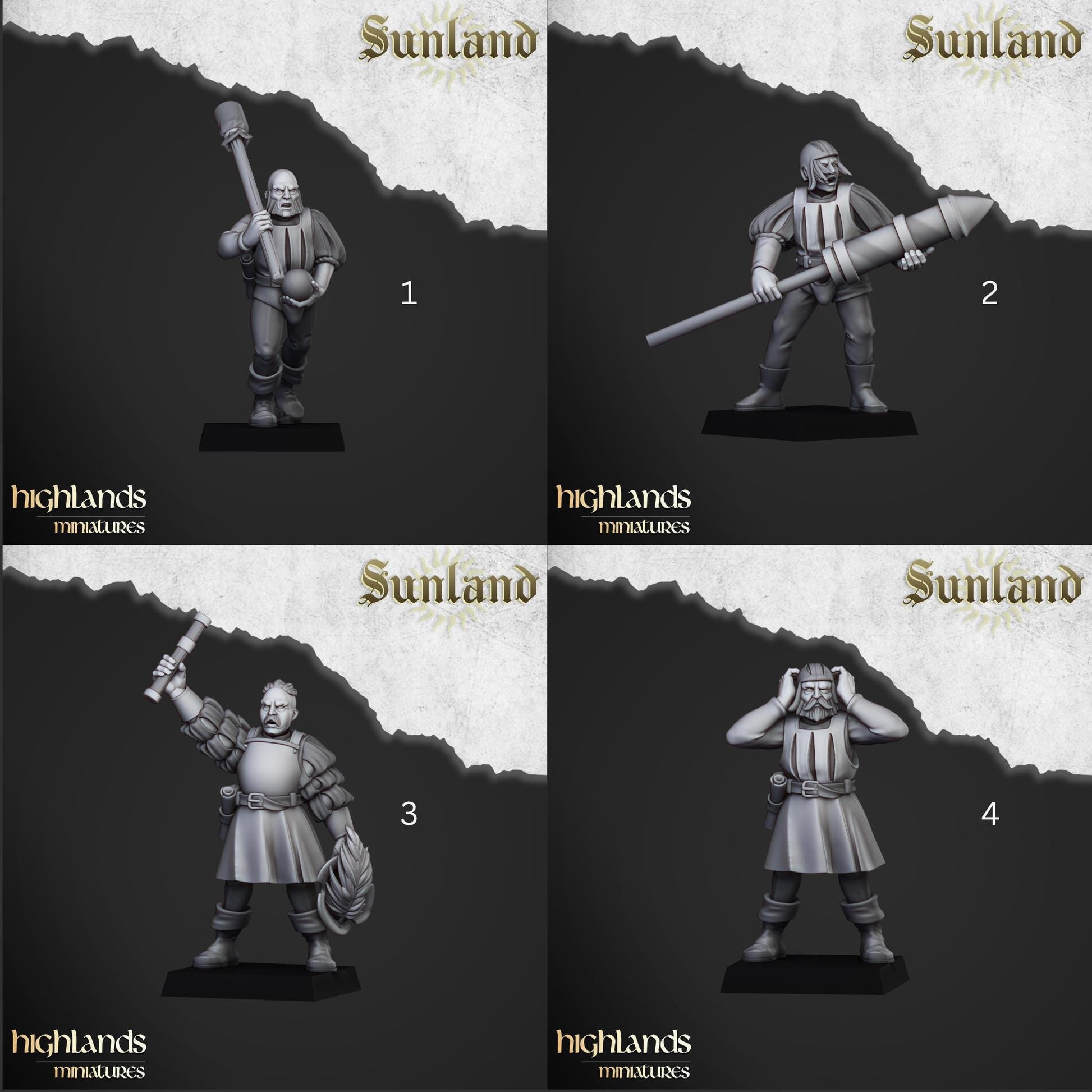 Sunland Artillery | Sunland | Highland Miniatures | 32mm Scale Resin Tabletop RPG Figures for Roleplaying and Wargaming