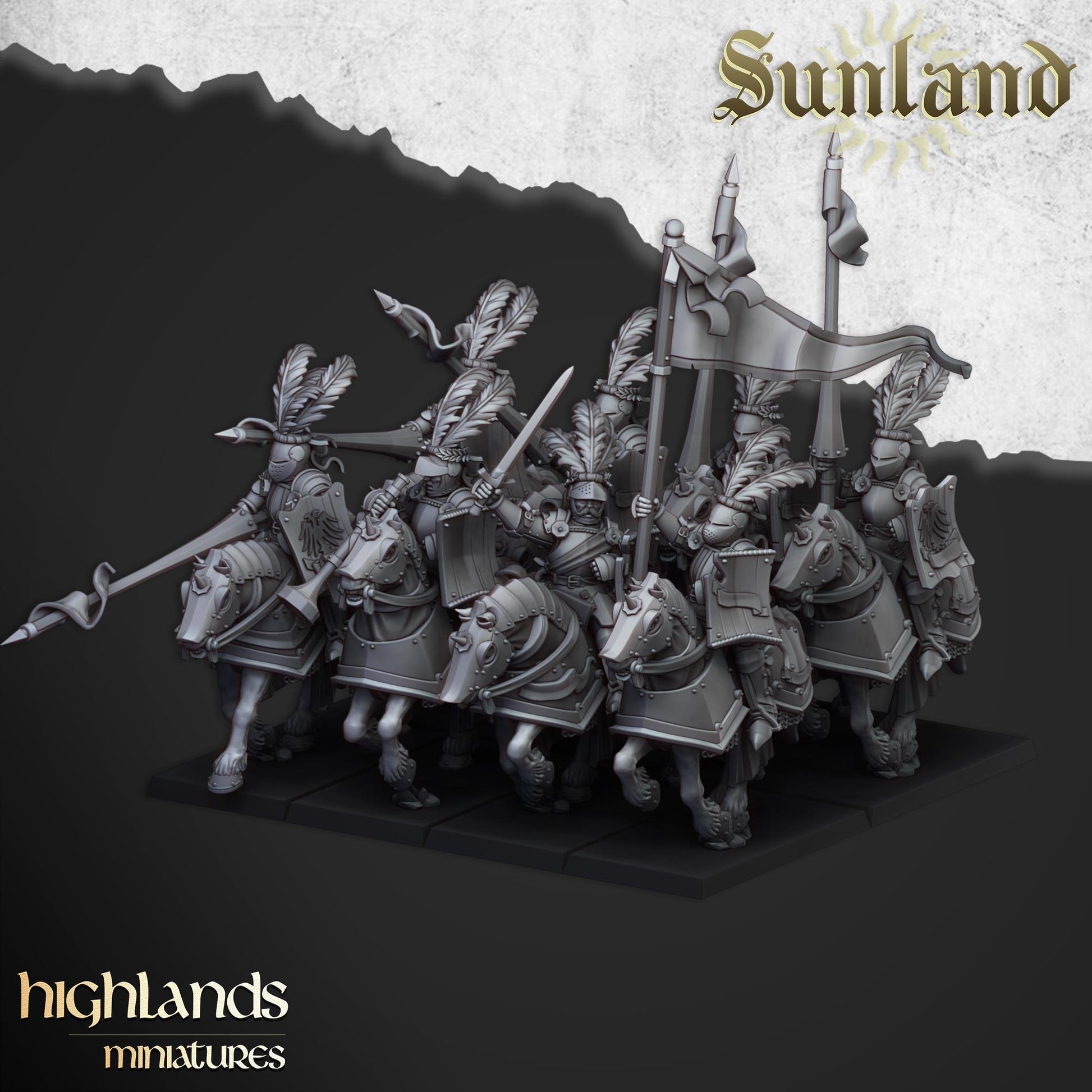 Sunland Cavalry | Sunland | Highland Miniatures | 32mm Scale Resin Tabletop RPG Figures for Roleplaying and Wargaming